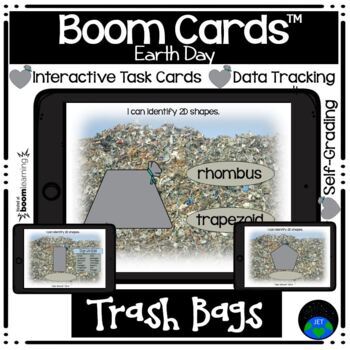 Preview of Earth Day Boom Cards™ Geometry 2D Shapes Trash Bags