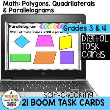 Preview of Boom Cards Geometry Polygons Quadrilaterals & Parallelograms