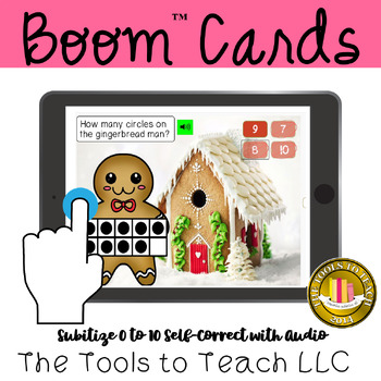 Preview of Boom™ Cards Gingerbread Man Subitize 0 to 10 Self-Correct Audio Digital Resource