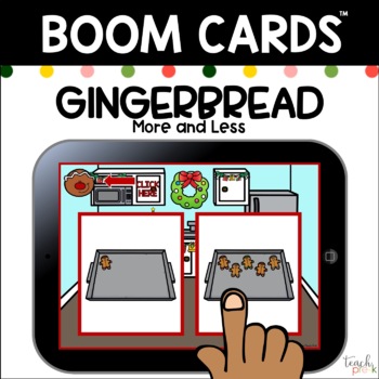 Preview of Boom Cards: Gingerbread More or Less/Distance Learning