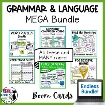 Preview of Grammar and Language Boom Cards Bundle | Digital Task Cards