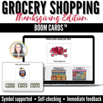 Preview of Boom Cards Grocery Shopping: Thanksgiving Edition
