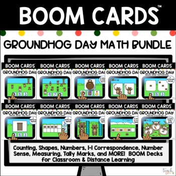 Preview of Boom Cards: Groundhog Day Math BUNDLE