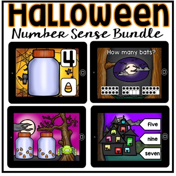 Preview of Boom Cards - Halloween Number Sense Bundle (Kindergarten Digital Math Centers)
