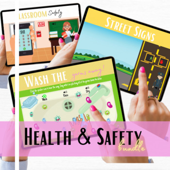 Preview of Health & Safety interactive boom cards games for group or independent activity