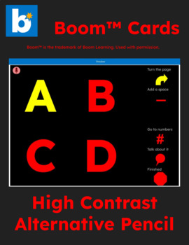 Preview of Boom™ Cards High Contrast Alternative Pencil (Black Background)