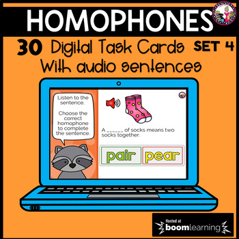 Preview of Boom Cards™ Homophones Sentences with Audio