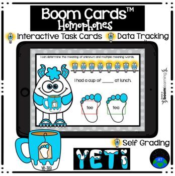 Preview of Boom Cards™ Homophones Yeti