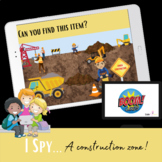 I spy...A construction zone BOOM CARDS, Drag the screen to