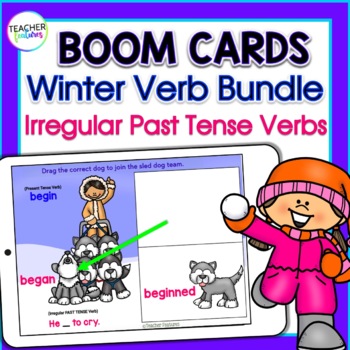 Preview of IRREGULAR PAST TENSE VERBS Boom Cards WINTER