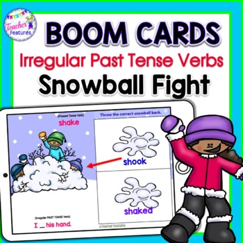 Preview of Boom Cards Remote Learning Winter Snowball IRREGULAR PAST TENSE VERB (S-W words)