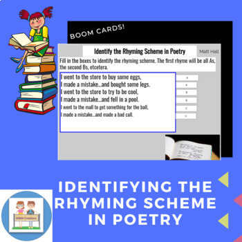 Preview of Boom Cards- Identify the Rhyming Scheme in Poetry