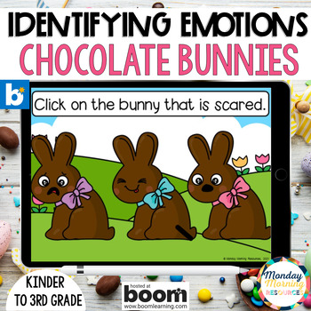 Preview of Easter Identifying Feelings and Emotions - Easter SEL Choc Bunnies Boom Cards™