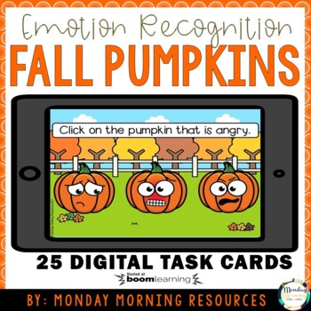 Preview of Boom Cards™ Identifying Emotions - Fall Pumpkins- SEL Distance Learning