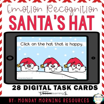 Preview of Boom Cards™ Identifying Emotions - Santa's Hat - Distance Learning