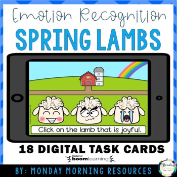 Preview of Boom Cards™ Identifying Emotions - Spring Lambs - SEL Distance Learning