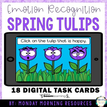 Preview of Boom Cards™ Identifying Emotions - Tulips - SEL Distance Learning