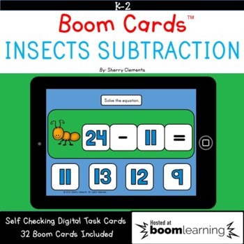 Preview of Spring Boom Cards™ Subtraction | Insects | Summer | Math Center