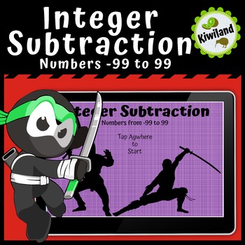 Preview of Boom Cards | Integer Subtraction Numbers  -99 to 99 | Distance Learning