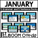 Boom Cards™ | JANUARY Themed First Grade Grammar and Sente