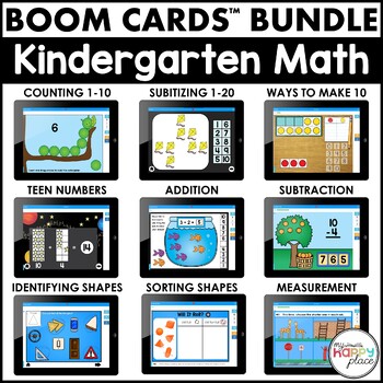 Preview of Boom Cards Kindergarten Math Bundle (Digital Task Cards) - Distance Learning