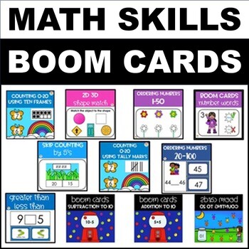 Preview of Boom Cards Kindergarten Math Ten Frames Greater Than Less Than Ordering Numbers