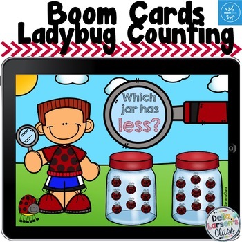 Preview of Boom Cards Ladybug Comparing Numbers and Sets Distance Learning