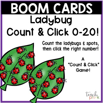 Preview of Boom Cards: Ladybug Count & Click 0-20 Matching Distance Learning