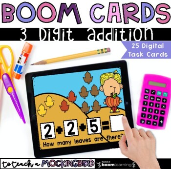 Preview of Boom Cards - Leaf 3 Digit Addition