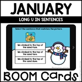 Boom Cards™ |  Long U in Sentences | January Themed First Grade