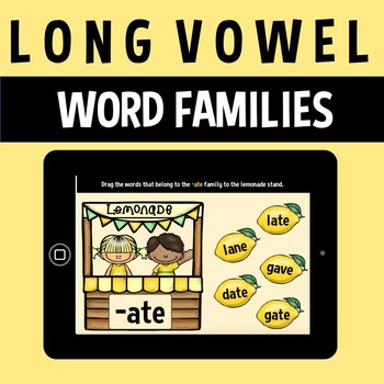 Preview of Boom Cards | Long Vowel Word Families | Summertime Sort