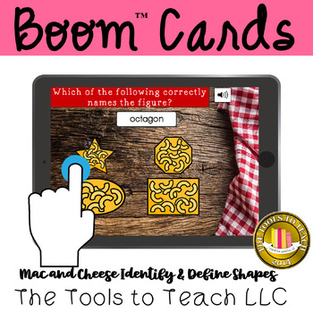 Preview of Boom™ Cards Mac and Cheese Geometry 14 Shapes Self-Correct Digital Resource
