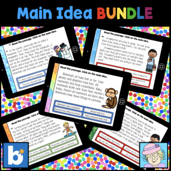 Preview of Main Idea Task Cards Nonfiction Fiction BUNDLE Boom Cards