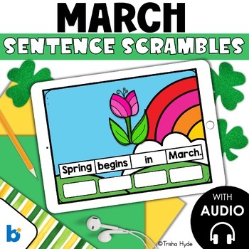 Preview of Boom Cards March Sentence Scrambles