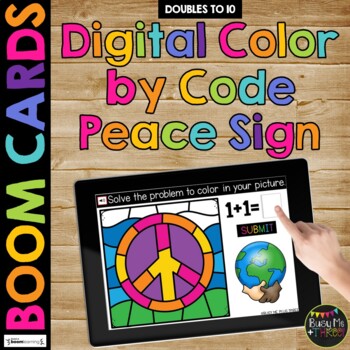 Preview of Boom Cards™ Martin Luther King Color by Code Distance Learning PEACE SIGN