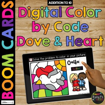 Preview of Boom Cards™ Martin Luther King Day Color by Code Digital Learning Math DOVE