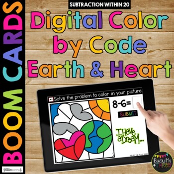 Preview of Boom Cards™ Martin Luther King Day Digital Color by Code Distance Learning EARTH