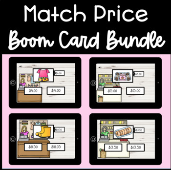 Preview of Distance Learning Math Match Price Boom Cards Bundle