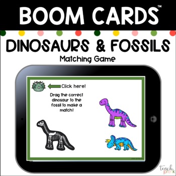 Preview of Boom Cards:   Match the Dinosaurs to the Fossils  Distance Learning