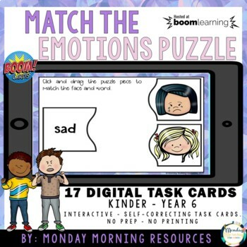 Preview of Boom Cards™ Match the Emotions-SEL Resource - Distance Learning