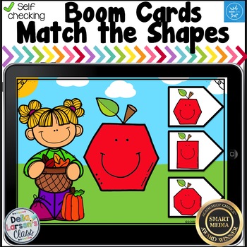 Preview of Boom Cards Matching Apple Shapes For Back To School
