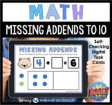 Boom Cards Math Add to 10 Missing Addends Digital Task Car