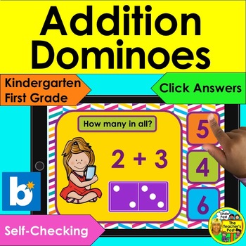 Preview of Boom Cards Math Addition Dominoes - Self-Checking Digital Center