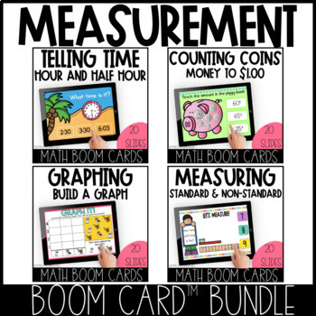 Preview of Graphing and Measurement | Boom Cards™ Math Bundle UNIT FIVE