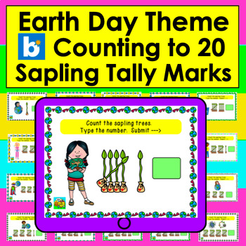 Preview of Boom Cards Earth Day Math Tally Marks Counting to 20 - No Prep Self-Checking