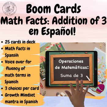 Preview of Boom Cards- Math Facts:Addition of 3: En Español! Suma de 3