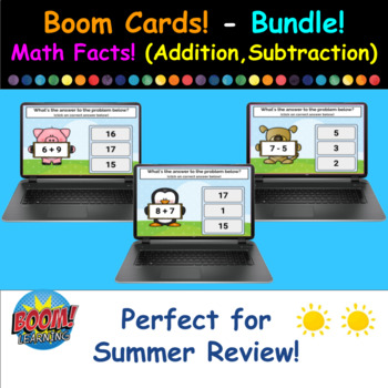 Preview of Fall Semester Boom Cards - Math Facts Bundle (Addition and Subtraction)
