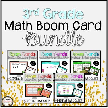 Preview of Boom Cards Math Bundle Third Grade Task Cards