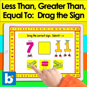 Preview of Boom Cards Math Greater Than Less Than Equal 30 Digital Task Cards