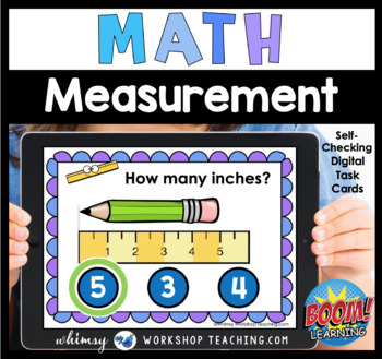 Preview of Boom Cards Math Measurement Using Ruler Inches Distance Learning